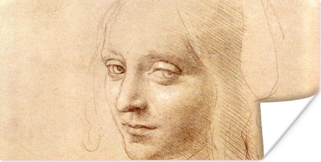 MuchoWow Poster Skizze - Leonardo da Vinci 40x20 cm - Poster für die Wand - Poster Schlafzimmer