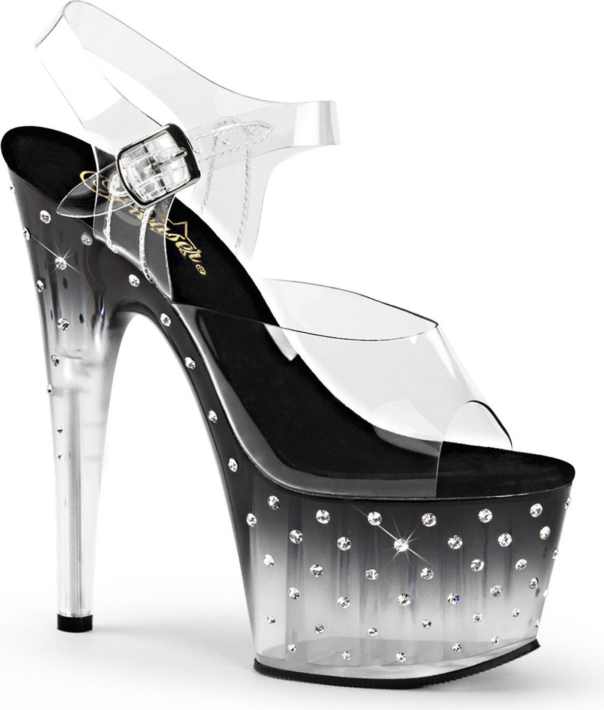 STARDUST-708T Damen Sandale von Pleaser, Transparent Schwarz , EU 39, US 9