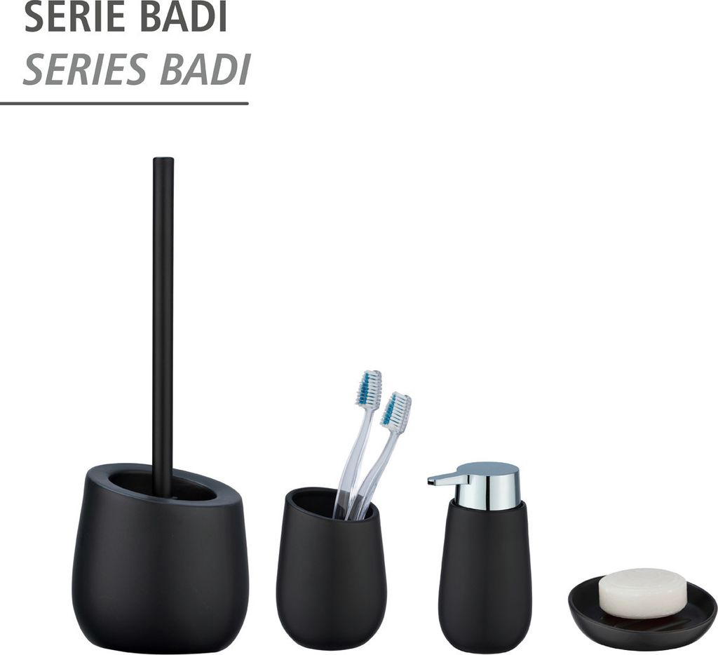 WENKO WC-Garnitur Badi Schwarz Keramik 13,5 x 38 cm Produktbild 5