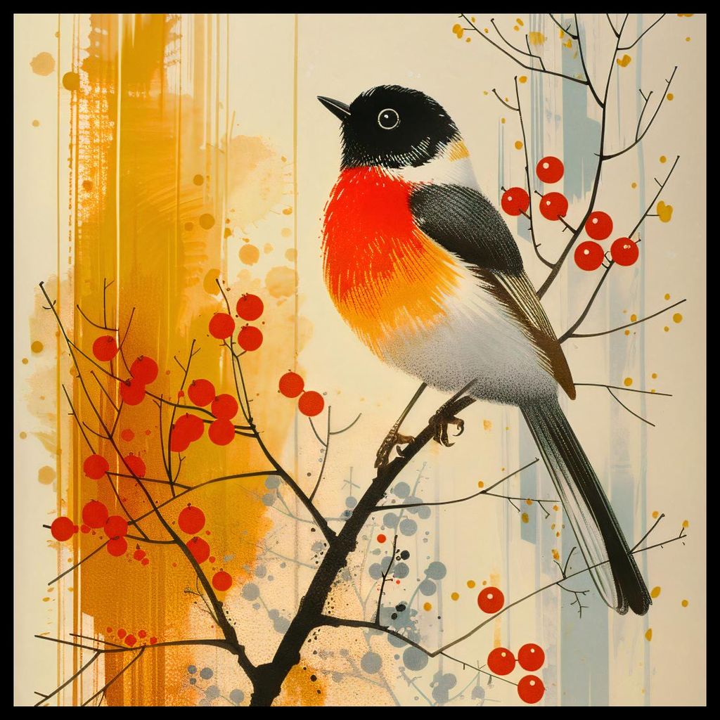 Plakat 50x50cm Herbst-Rotkehlchen