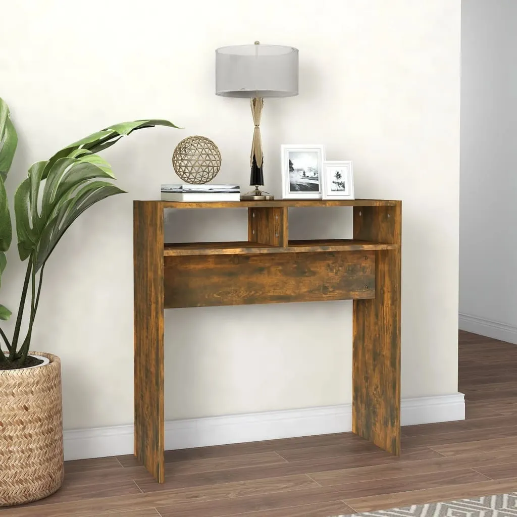 Gecheer Tavolino Consolle Rovere Fumo 100x22,5x75 Cm | Legno Multistrato E Telaio Metallo | Moderno Per Ingresso E Corridoio - 3