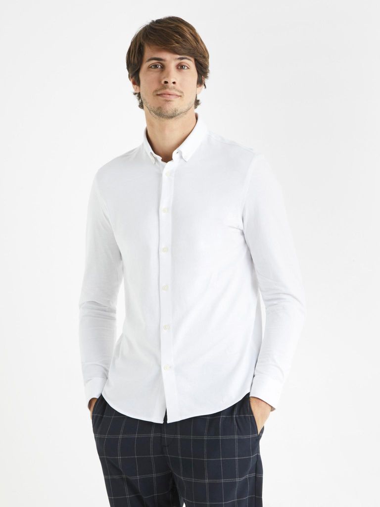 Celio Weißes Herrenhemd Bapik XXL
