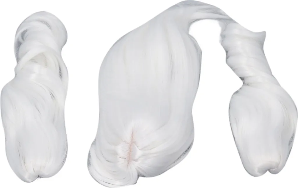 Cheveux pour poupée BJD 22-23 cm perruque blanche longue à double couettes