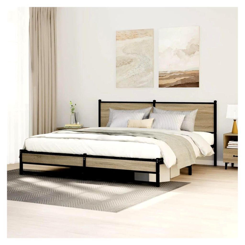 Bettgestell aus Metall Sonoma Eiche 180x200 cm