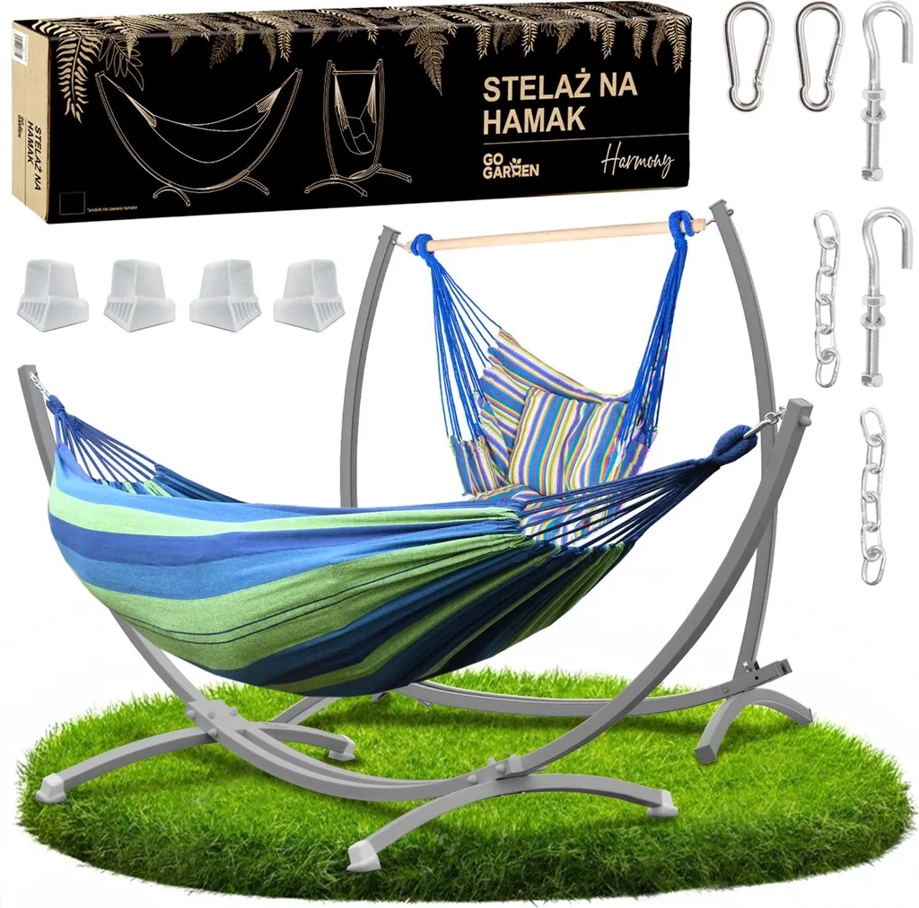 Amaca Doppia con Supporto Metallo 2 in 1 Grigio | Offerta Giardino