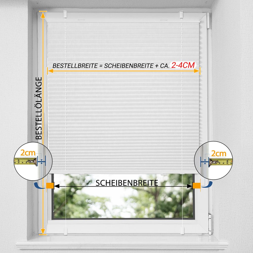 Verdunklungszelle Rollo Kabellos - Zelljalousie 22x48 Zoll Weiß 100% Verdunkelung