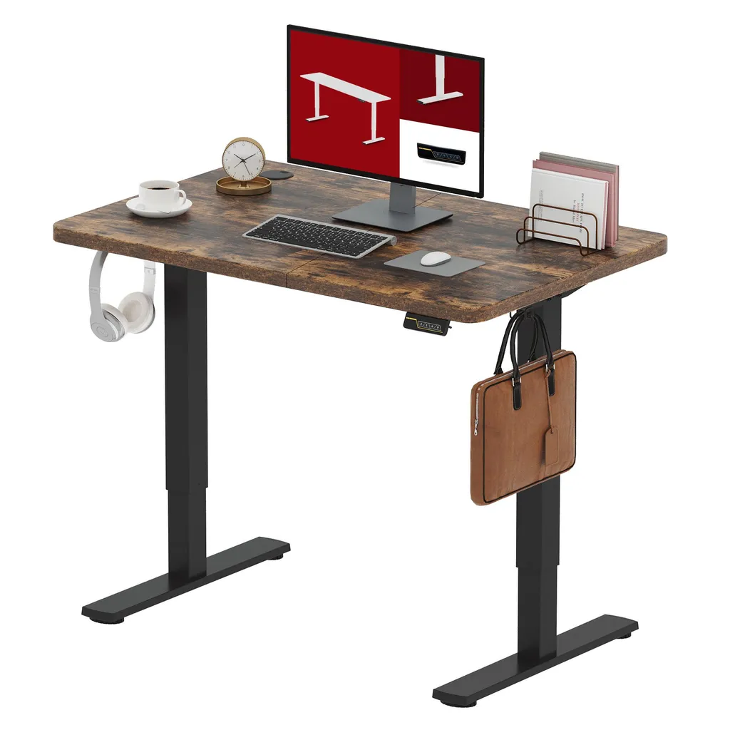SANODESK Scrivania Regolabile 120x60 Marrone: Comfort in Ufficio