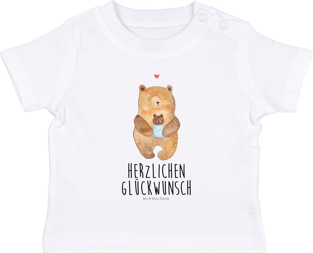 Mr. & Mrs. Panda Babyshirt Bär Baby 6. - 12. Monat - Weiß - Geschenk, Top, Teddy, Organic Shirt, Mutter, Nichte, T-Shirt, Jerseyshirt, , Geburtst...