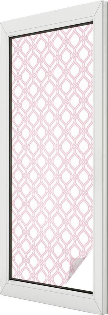 Buntglas Fensterfolie – 146x50 cm – Stained-Glass Design – blickdichte dekorative Sichtschutzfolie – selbstklebend, UV-Schutz – Rosa Linien