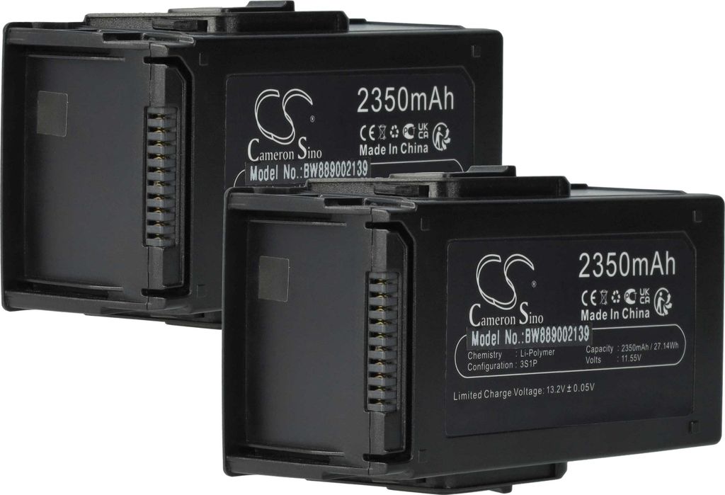 vhbw 2x Akku Ersatz für 3S1P, LiPo 3S für Drohne Multicopter Quadrocopter (2350 mAh, 11,55 V, Li-Polymer)