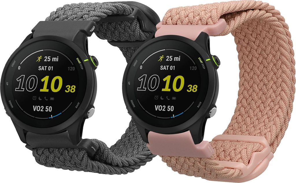 kwmobile 2x Sportarmband kompatibel mit Garmin Forerunner 255 / 255 Music / Forerunner 970 / Venu 3 Armband - Sport Ersatzarmband Set aus Nylon für