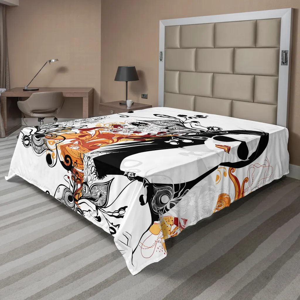 Drap Plat Décoratif Motif Fleurs et Lunettes, Grand Format 266x260 cm
