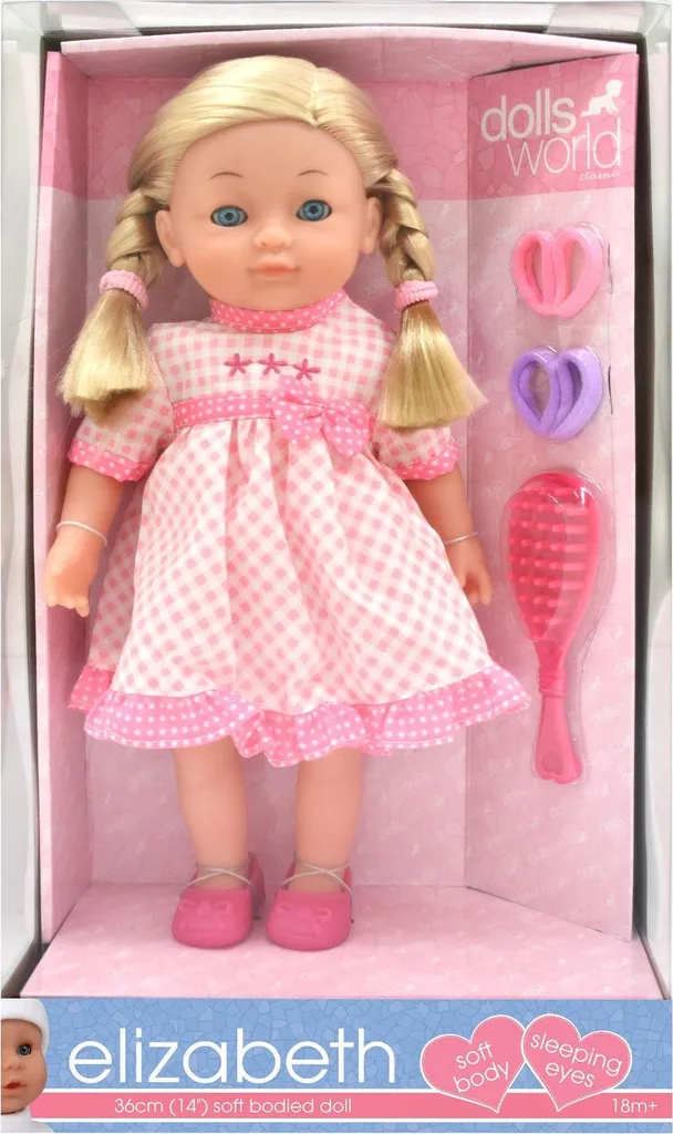 Grand poupon Elizabeth de 36 cm avec visage expressif et corps souple