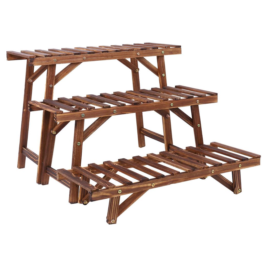 FATIVO Étagère à plantes en bois à 3 niveaux – Support Image du produit 