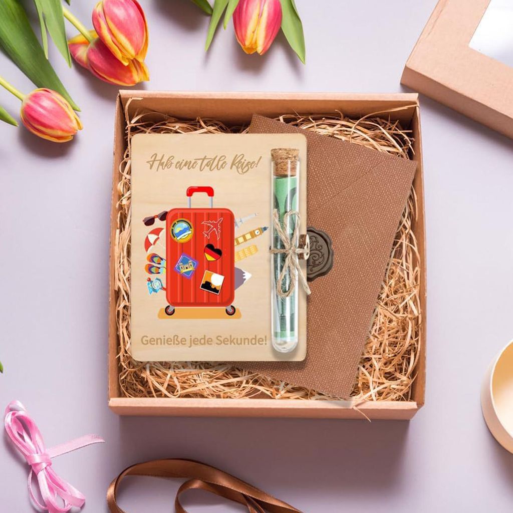 1/2/3 Stück Reisegeldhalter aus rotem Holz, ideal als Geschenk für Damen und Herren, auch als Tischdekoration erhältlich