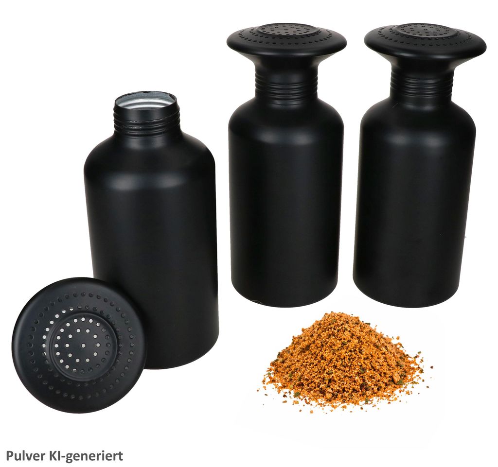 3er Set Pommes-Salzstreuer Aluminium schwarz H19,5cm Gewürzstreuer
