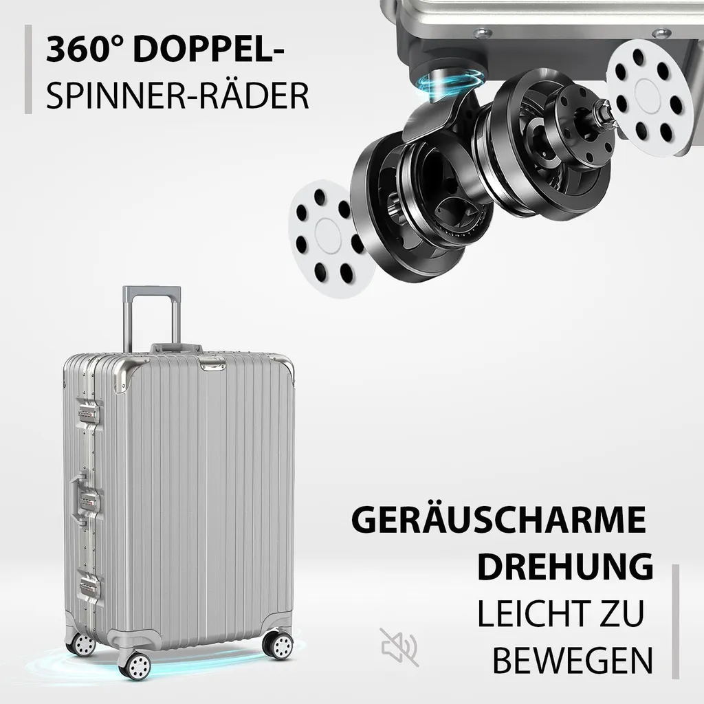 Set de Valises de Voyage AEON Argent S/M Idéal pour Avion et Train TSA - 4