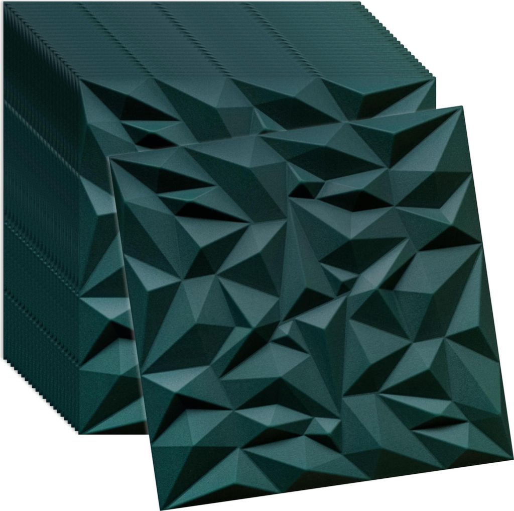 Verdico | Wandpaneel 50x50 - Butelkraftgrün - 3D-Optik - 24 Stück - Modern und Stilvoll, Wand- & Deckenverkleidung