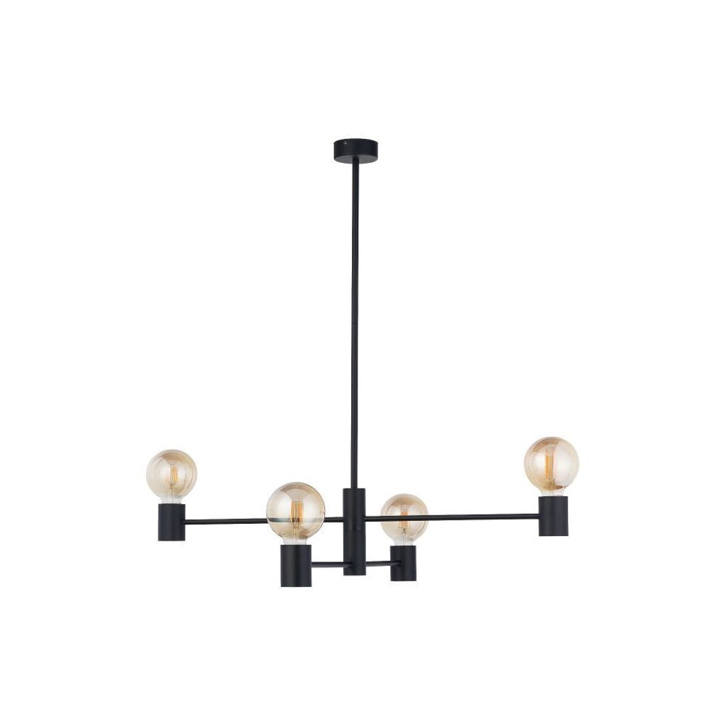 Schwarzer Kronleuchter Retro Design Metall H:82cm vielseitig 4-flammig HILDE Esszimmer Deckenlampe