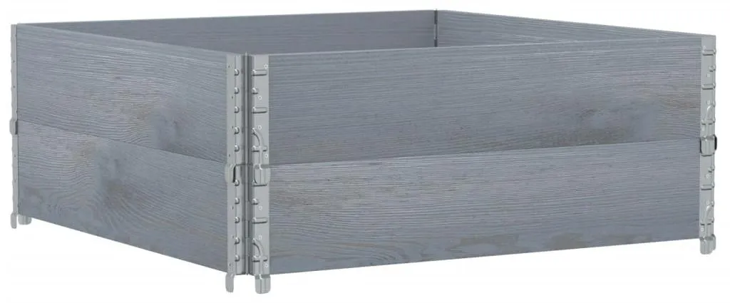 vidaXL Rehausses de Palettes 2 pcs Gris 100x100 cm en Pin Massif Robuste