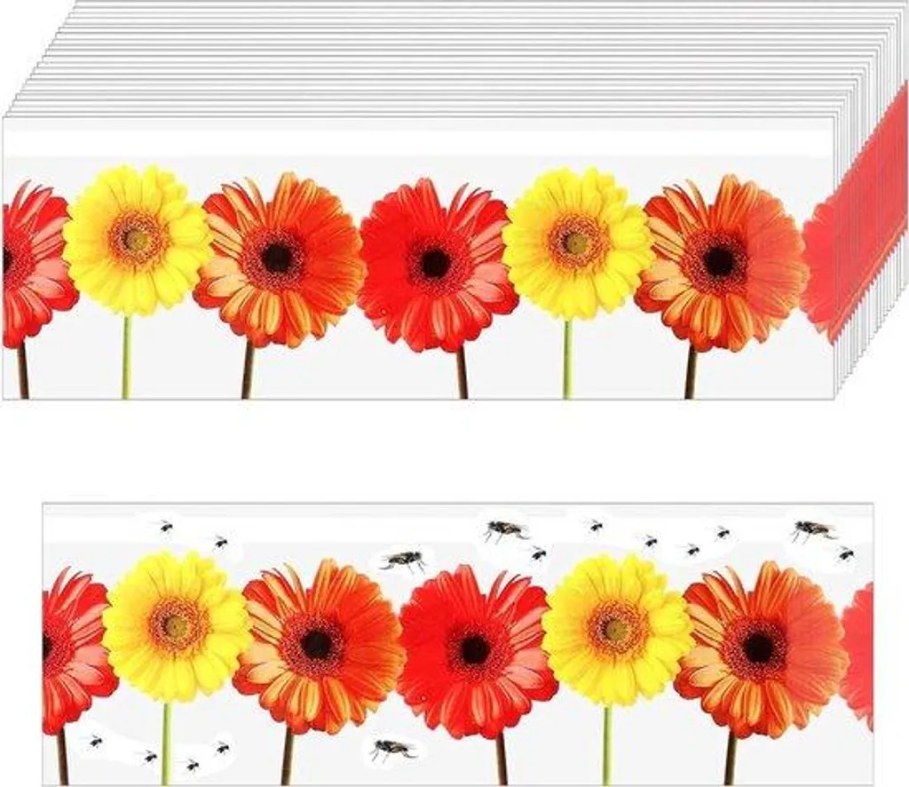 Lot de 30 Autocollants Vitre Anti-mouches Motif Fleurs Dorées Adhésifs