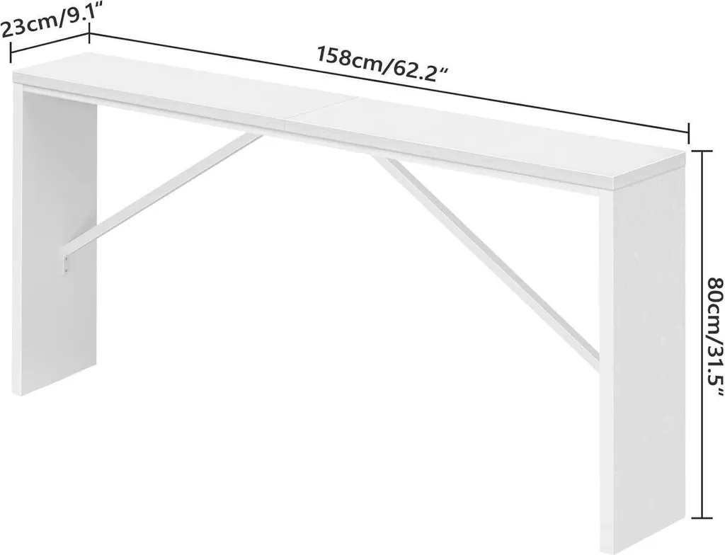 Console de Couloir Stable 158x23x80cm Blanche Structure Renforcée - 3