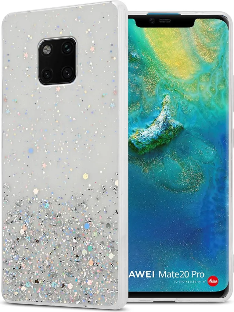 Custodia Cadorabo per Huawei MATE 20 PRO custodia protettiva in TPU trasparente custodia per telefono cellulare custodia glitter cover glitter