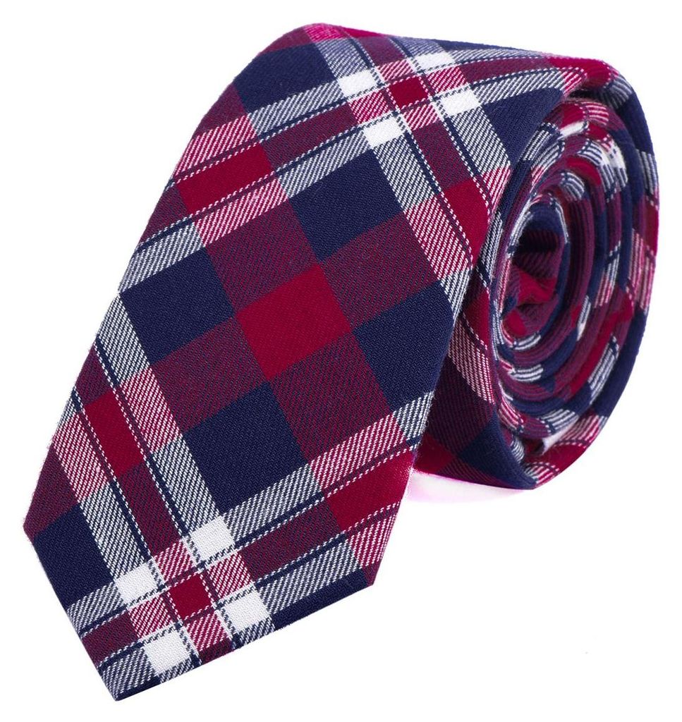 DonDon Herren Krawatte 6 cm kariert gestreift blau-rot
