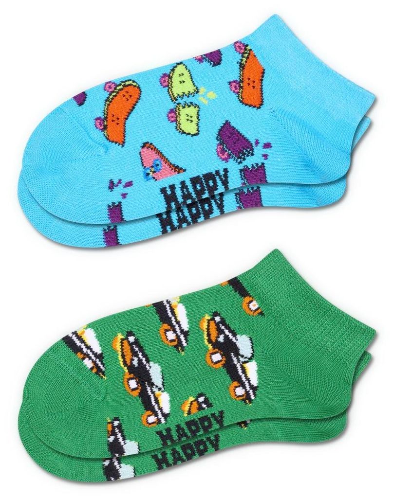 HAPPY SOCKS Kids 2-Pack Skateboard Low Soc grün/blau 2/3Y