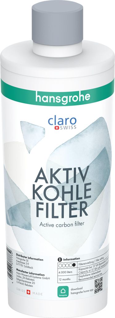 A product shot of a Hansgrohe filter cartridge.