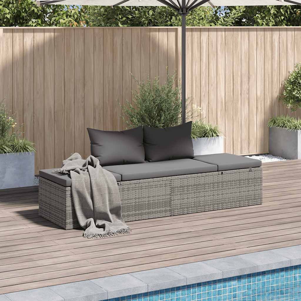 vidaXL Gartenbett Grau 195×60 cm Poly Rattan Produktbild 1