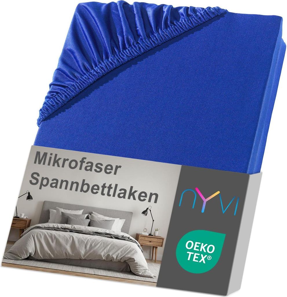 NYVI Spannbettlaken DreamScience Mikrofaser 180x200 - 200x200 cm royalblau für Matratzen bis 22 cm Höhe - Weich & Anschmiegsam, Rundumgummizug, B...