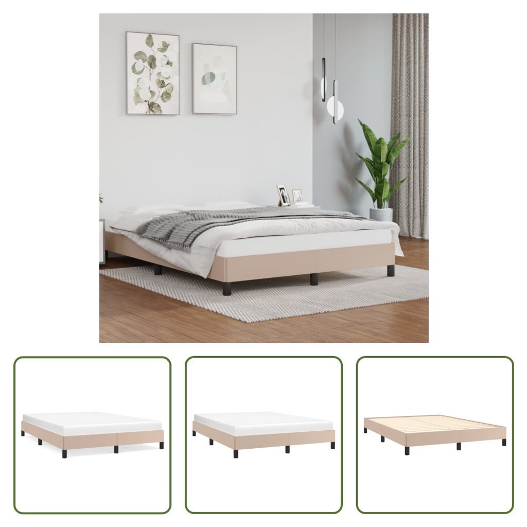 The Living Store Bettgestell Cappuccino-Braun 140x200 cm Kunstleder
