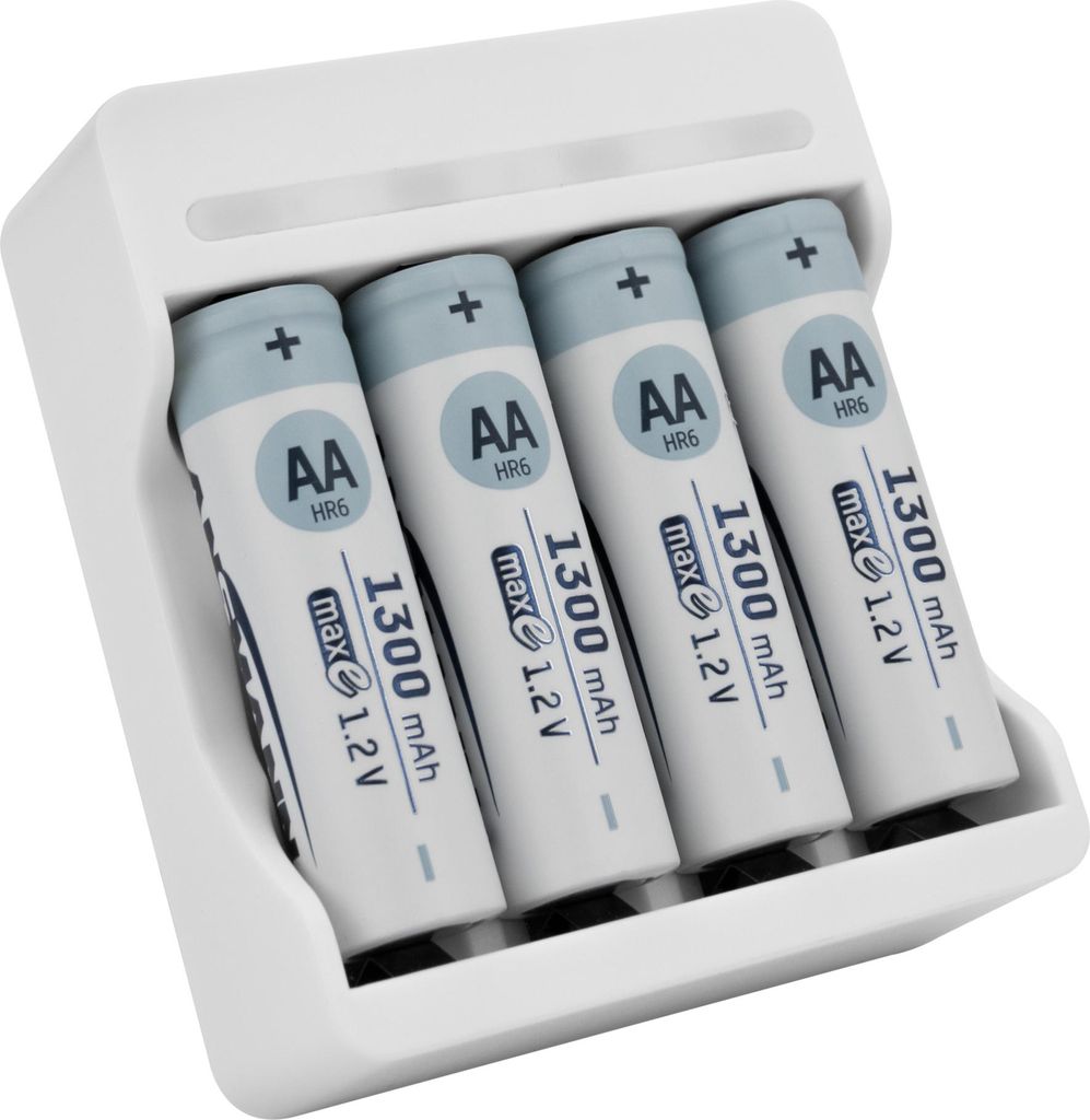 ANSMANN Akku Ladegerät, für 1-4 NiMH AA AAA, inkl. 4x AA 1300 mAh Akku