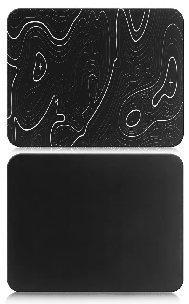 Tapis de souris avec bordures cousues et base caoutchouc noir - 2 pièces