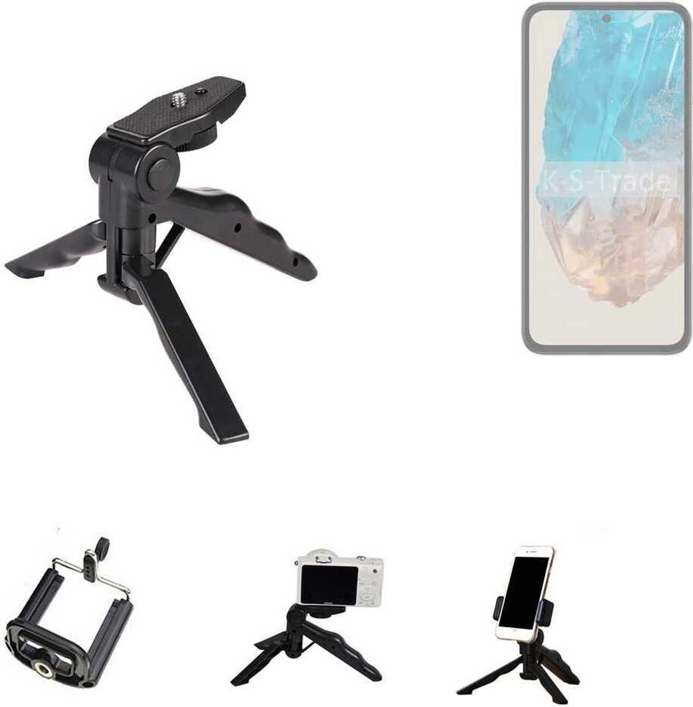 K-S-Trade Stativ Tisch-Ständer Dreibein Handy-Stativ Ständer kompatibel mit Samsung Galaxy M35 5G Mini-Stativ Smartphone Tripod Handy-Stativ aus