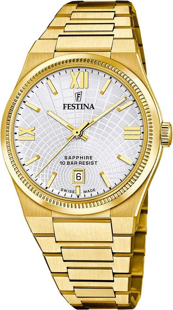 Festina F20057/1 Uhr Herrenuhr Edelstahl Datum gold
