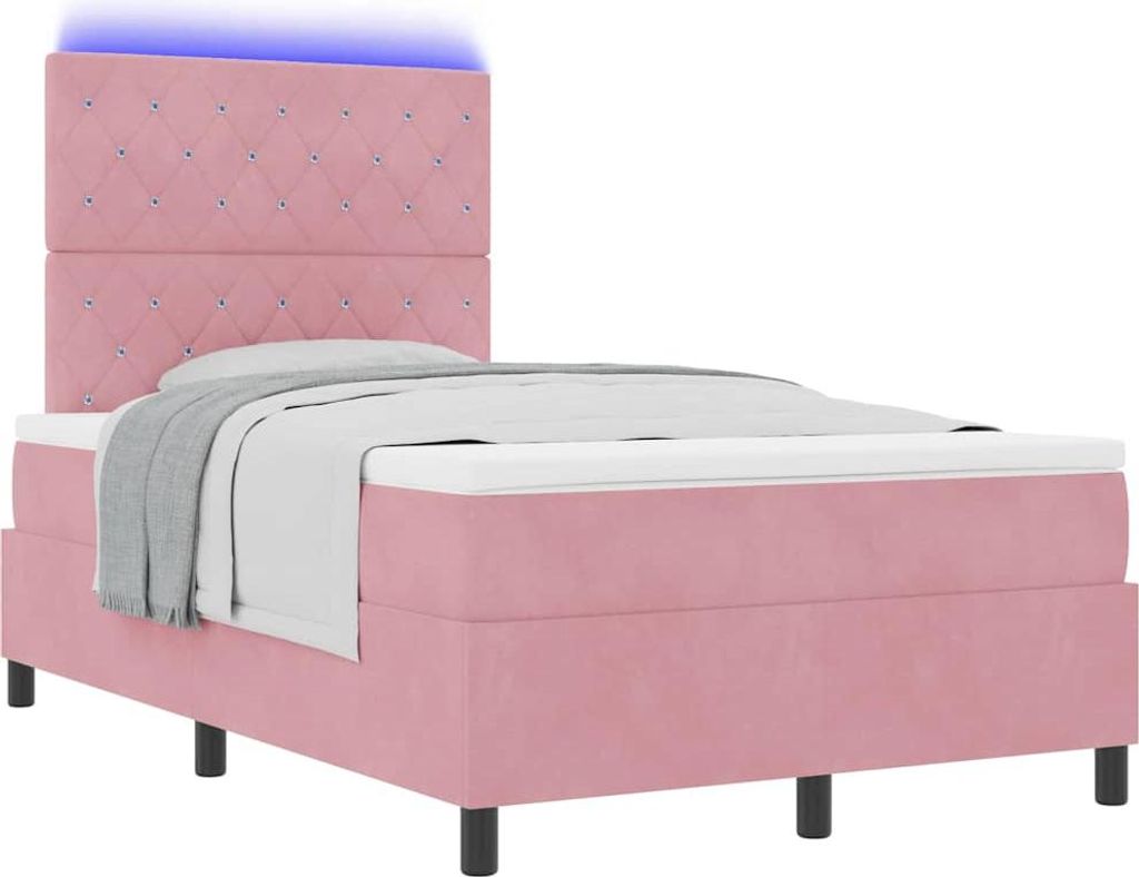 LED Boxspringbett mit Matratze Rosa 120 x 190 cm Stoff