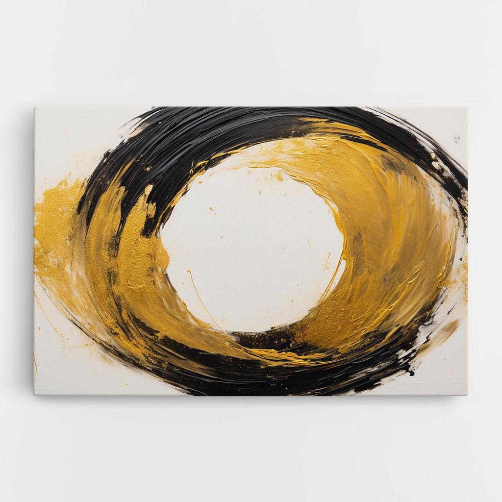 ARTHUB Leinwandbild 20x30 cm, Circle From Gold And Black | Wohnzimmerdekoration, Hängende Bilder, Wanddekoration, Heimdekoration, Abstrakte, Abs...