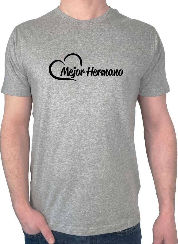 Huuraa Herren T-Shirt Mejor Hermano Corazón XL Sport Grey Bio Baumwolle Fairtrade Herrenshirt Geschenkidee