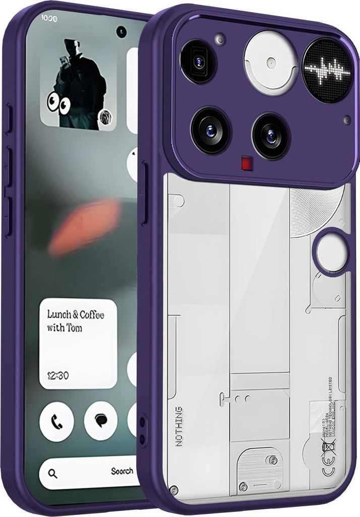 Hülle für Nothing Phone 3 Transparente Rückseite TPU Bumper Stoßfest Handyhülle Lila