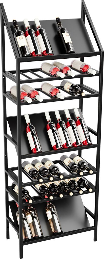 MetaloPro Weinregal Alsace – Schwarzes Metall-Flaschenregal Für 49 Weinflaschen, Robustes Design, Ideal Für Küche, Keller Oder Bar – 170x60x...