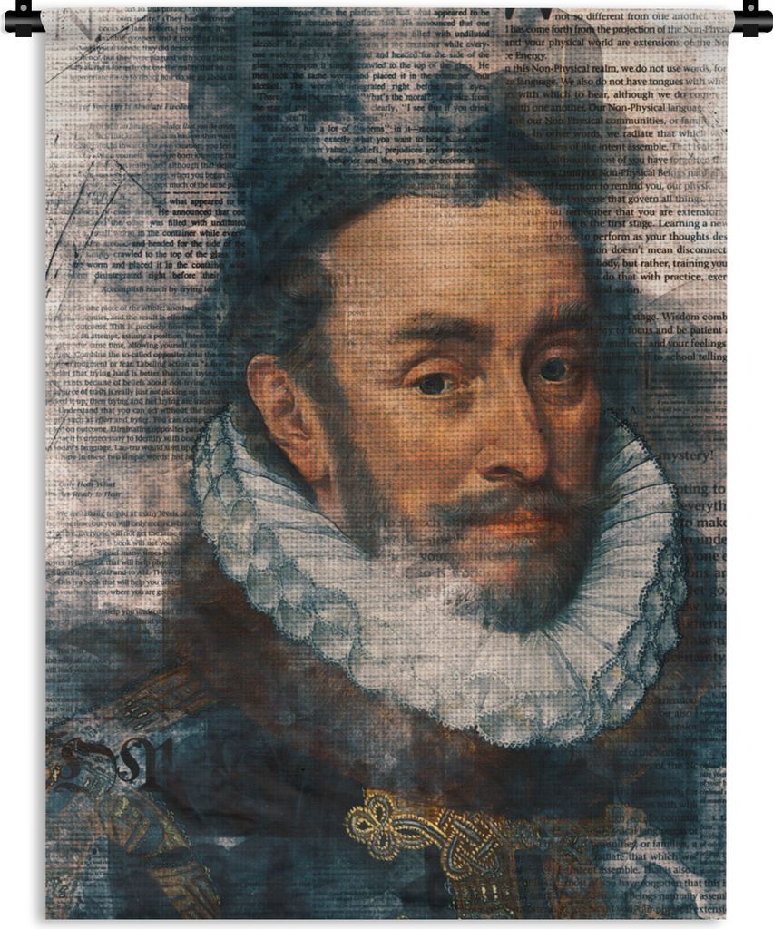 MuchoWow Wandteppich Wandbehang Wilhelm von Oranien - Adriaen Thomasz - Collage 90x120 cm Tapisserie Dekoration Wandtuch - Wanddeko
