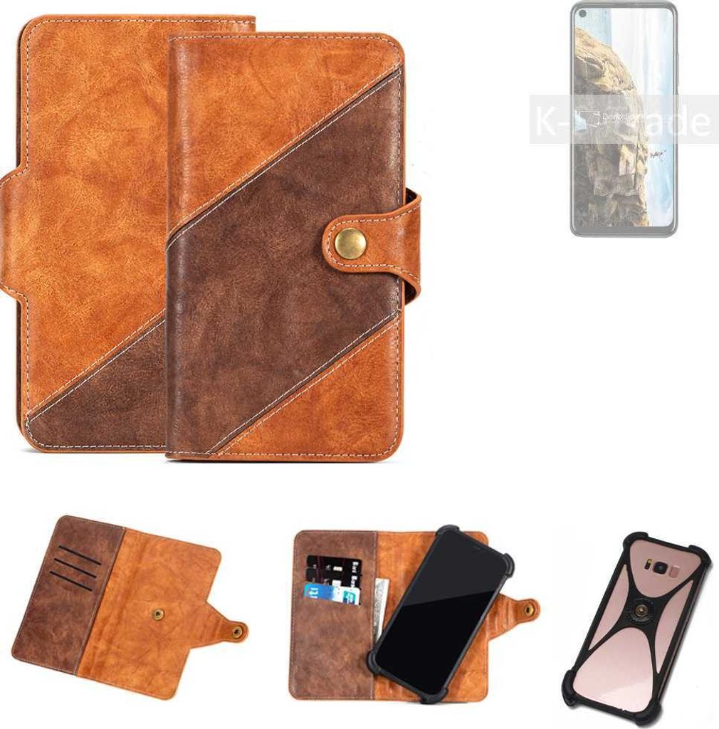 K-S-Trade Handyhülle Schutzhülle Bookstyle Case Wallet-Case kompatibel mit HTC U20 5G Cover Klapphülle Kantenschutz Smartphone dunkelbraun braun 1x