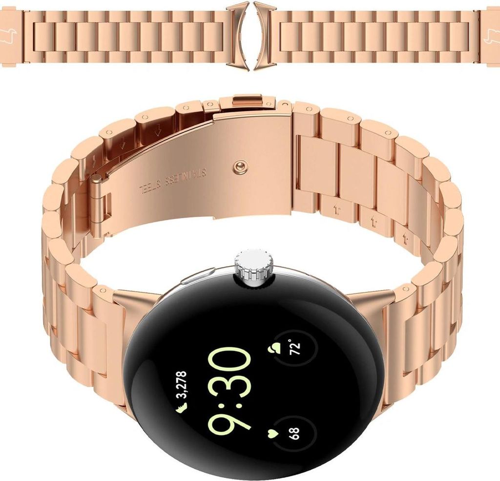 Bizon Strap Watch Aura Google Pixel Uhr 3 45 mm roségold
