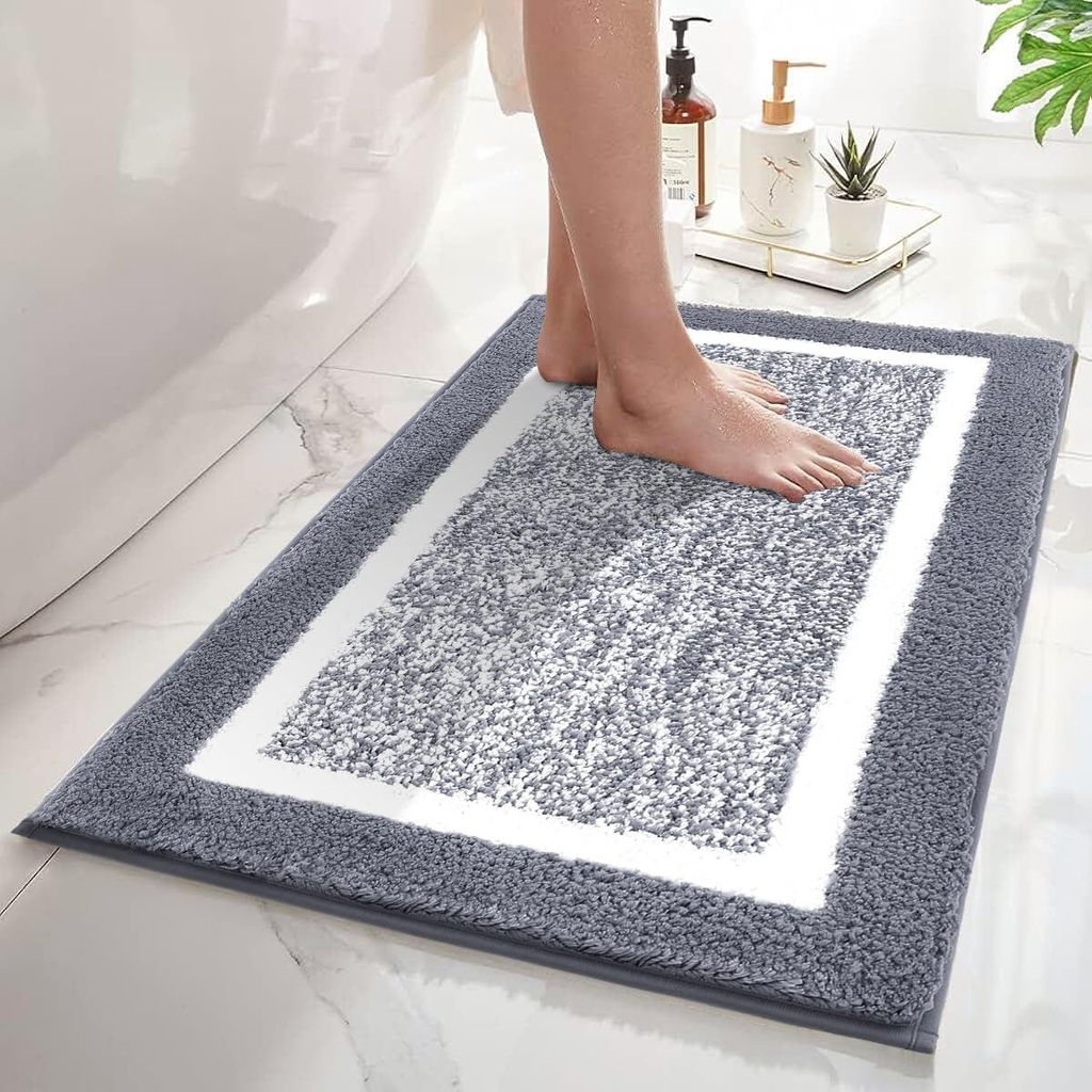 Mikrofaser-Badematte 40 x 60 cm, weich, saugfähig, schnelltrocknend – Grau
