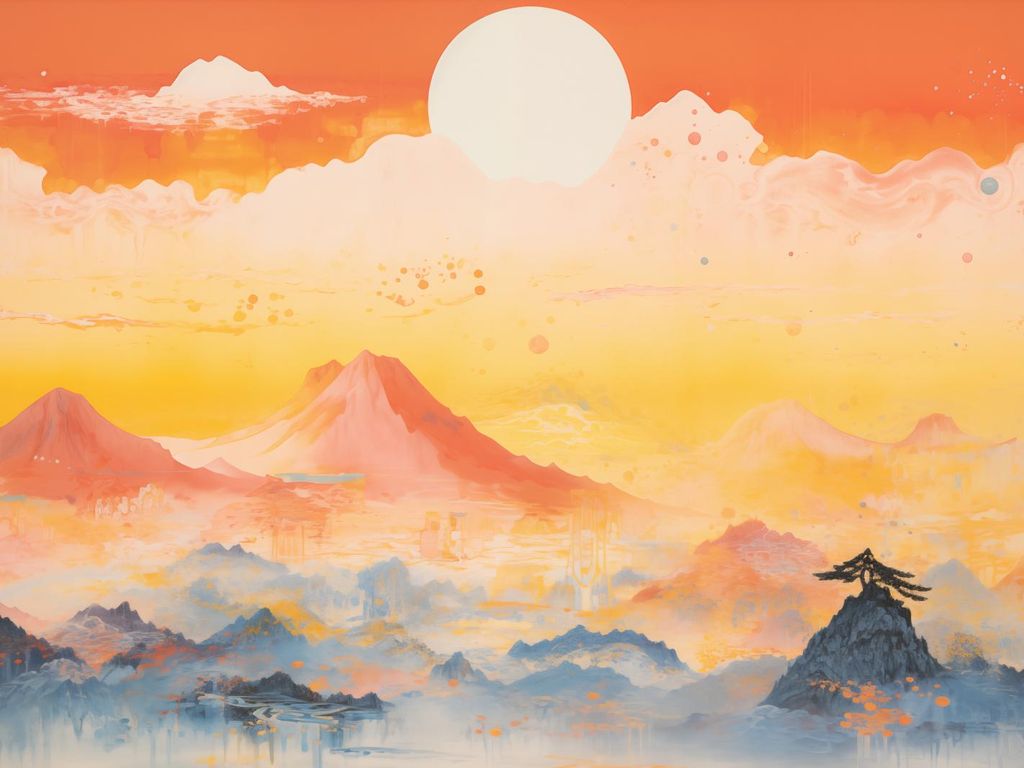 Plakat 40x30cm Morgen über dem Land der stillen Berge