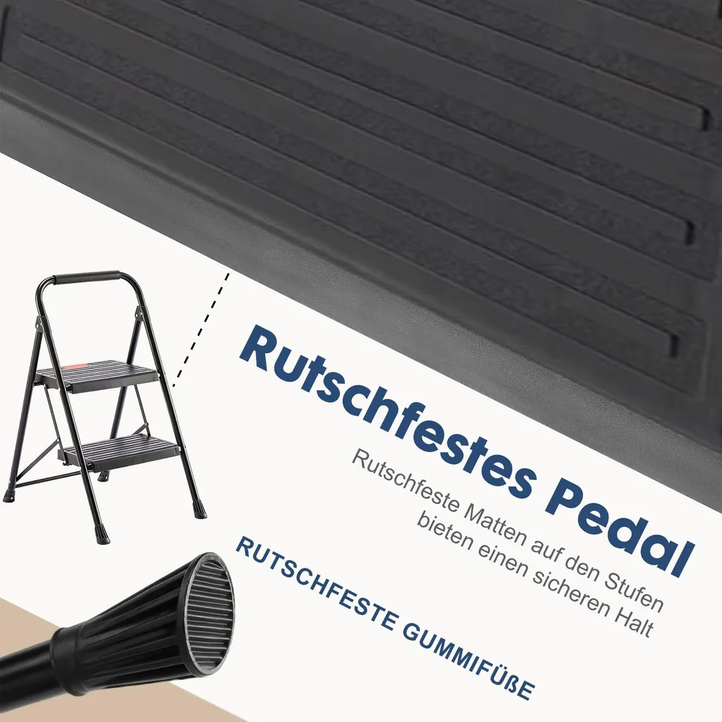 Marchepied robuste et durable 2 marches, échelle pliable avec sécurité renforcée