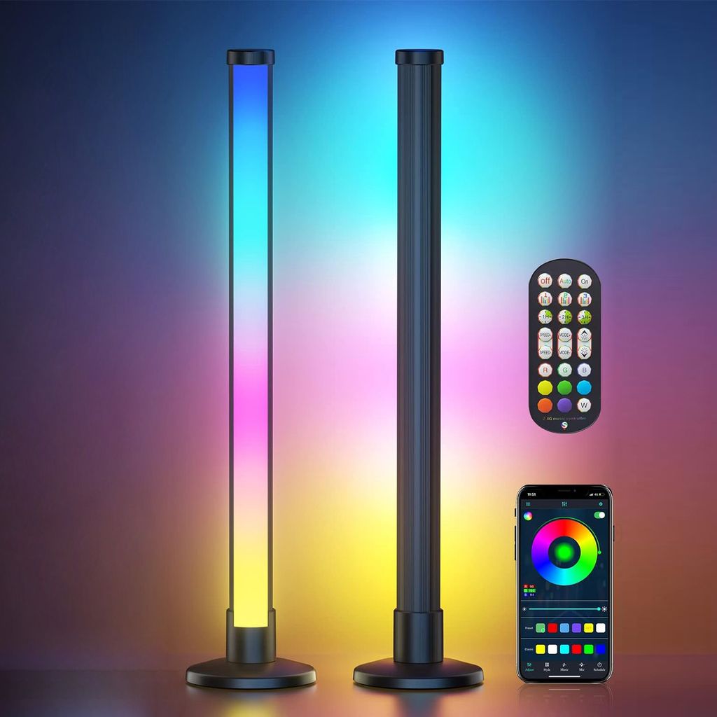 2 Stück LED RGB Lightbar Bluetooth APP Steuerung TV Hintergrundbeleuchtung Musik Sync Lichtleist Atmosphäre Lampe