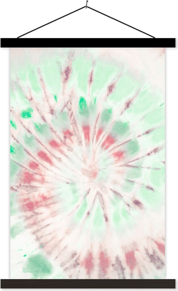 MuchoWow Textilposter Krawattenfärbung - Muster - Rosa 40x60 cm mit schwarzem Rahmen - Wanddekorationen